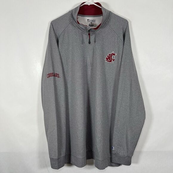 Washington State Cougars Champion 1/4 Zip Pullover Mens Size XXL 2XL Gray WSU - Picture 1 of 12